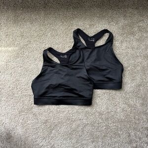 Aerie Goals Gloss High Neck Sports Bra - set of 2, size small, glossy black